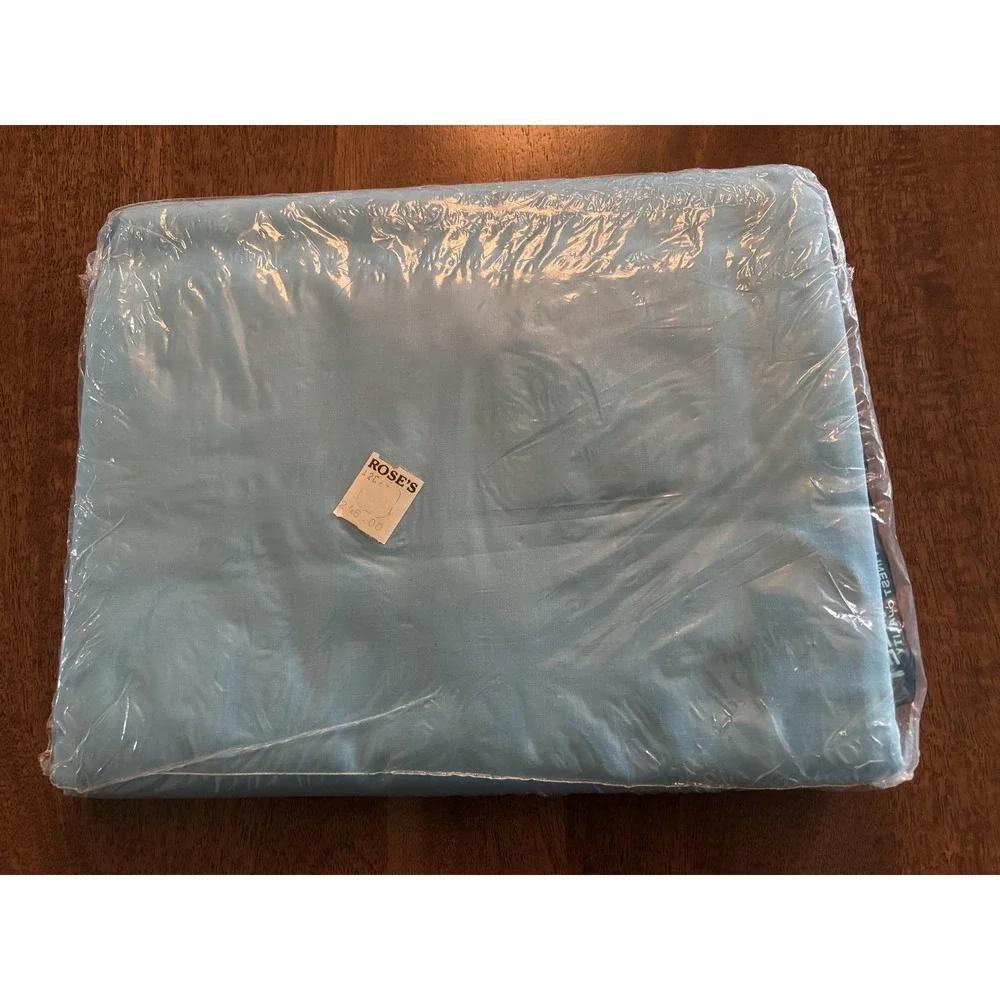 Vintage Durable Press No-Iron Blue Full Flat Sheet 81x104 Combed Percale USA New